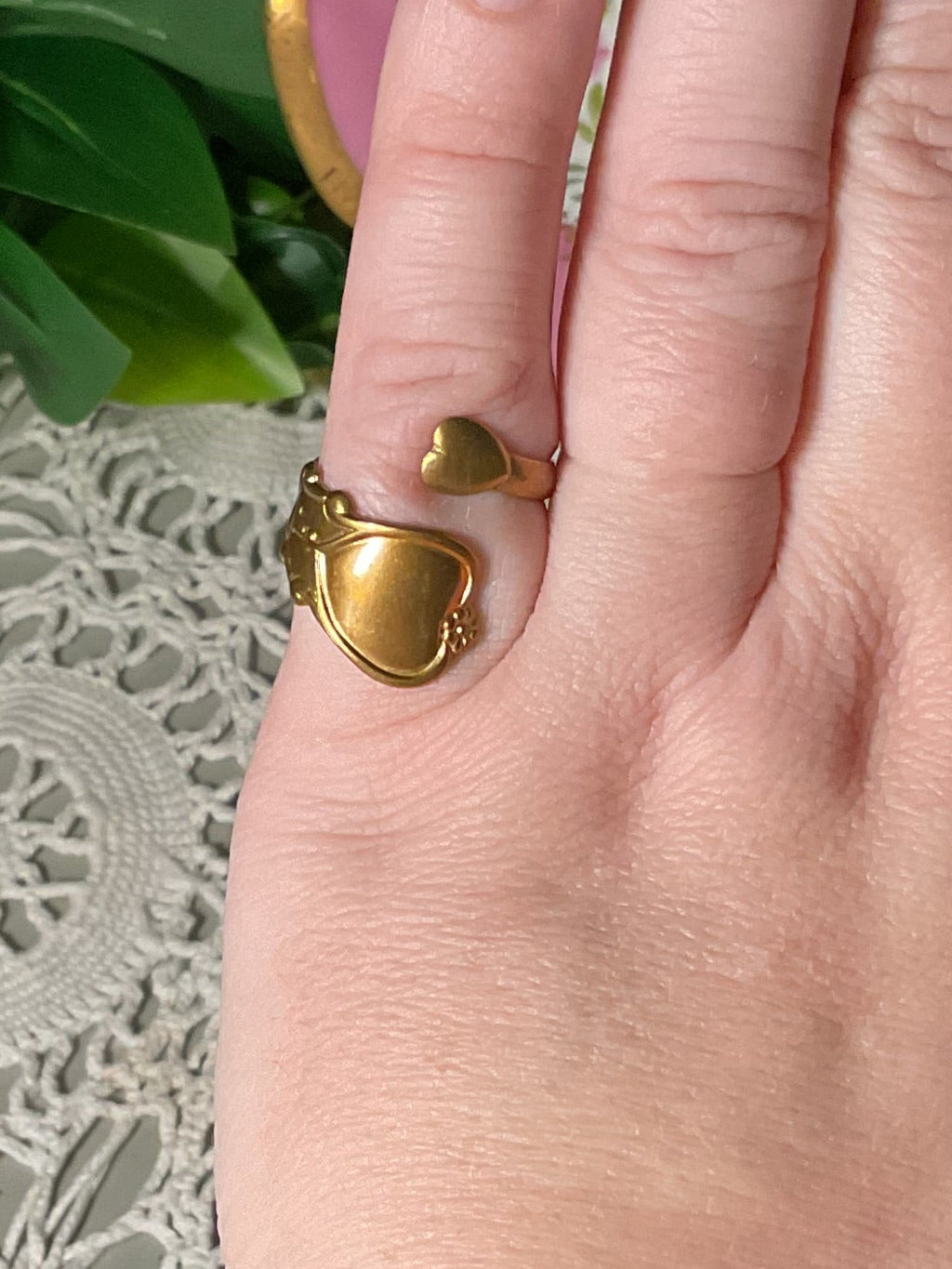 Vintage  Deadstock Brass Heart Spoon Ring