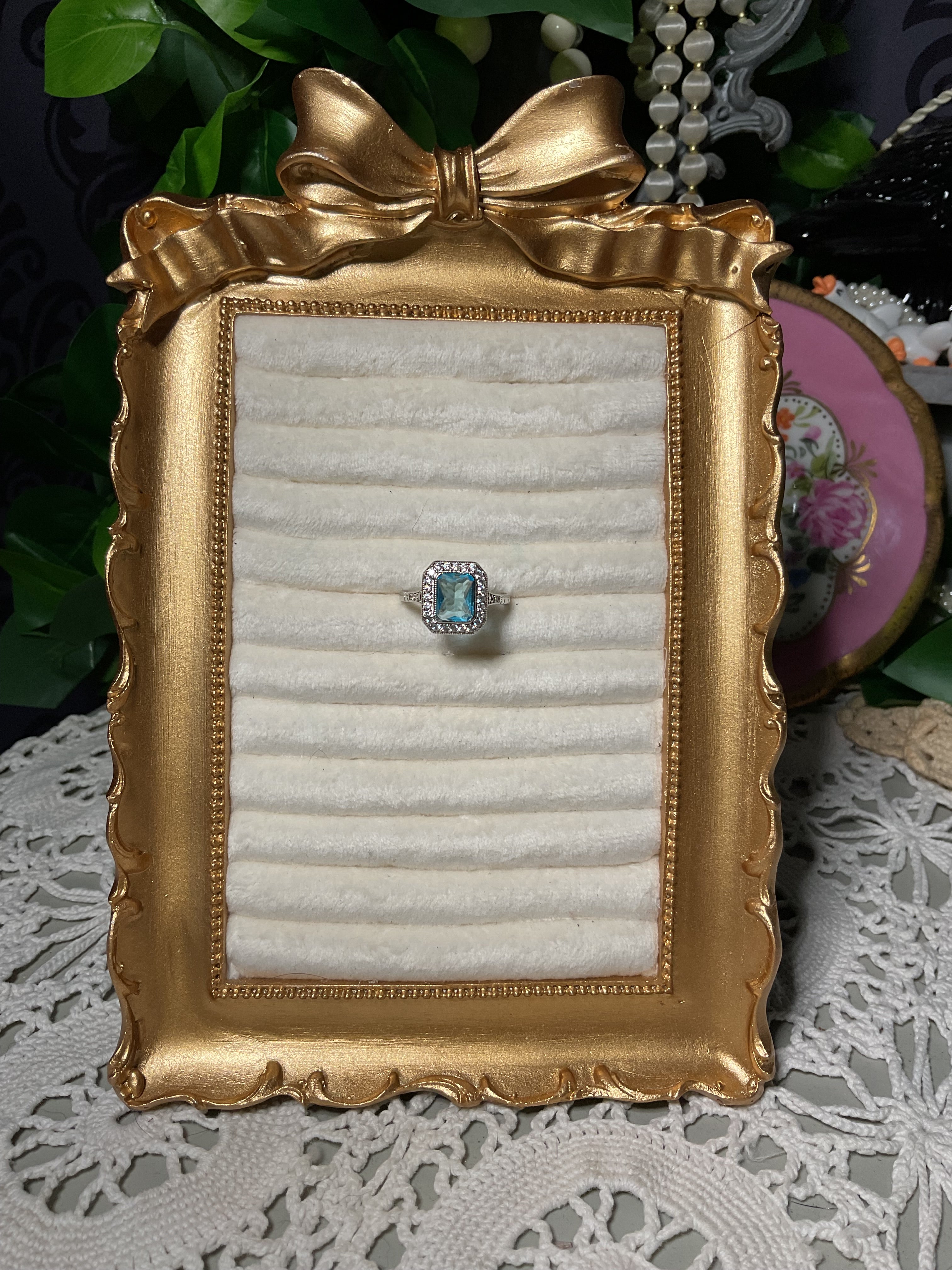 Vintage Deadstock  Sterling Silver and Blue CZ size 9.25