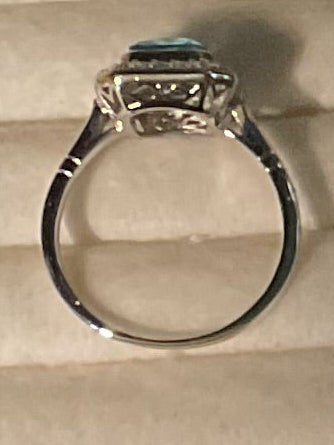 Vintage Deadstock  Sterling Silver and Blue CZ size 9.25