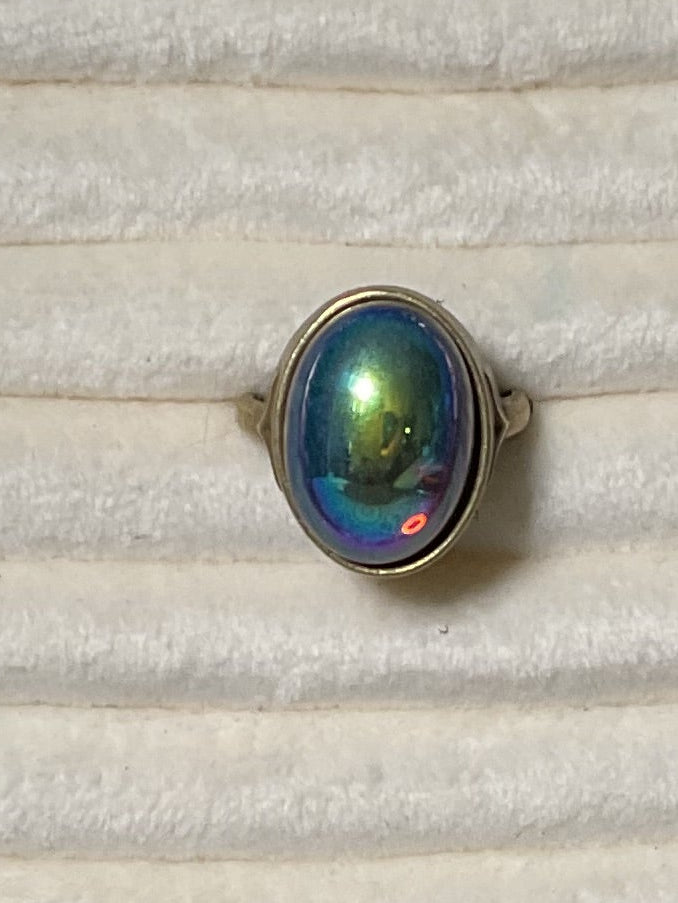 Vintage Glass AB Ring Size 8