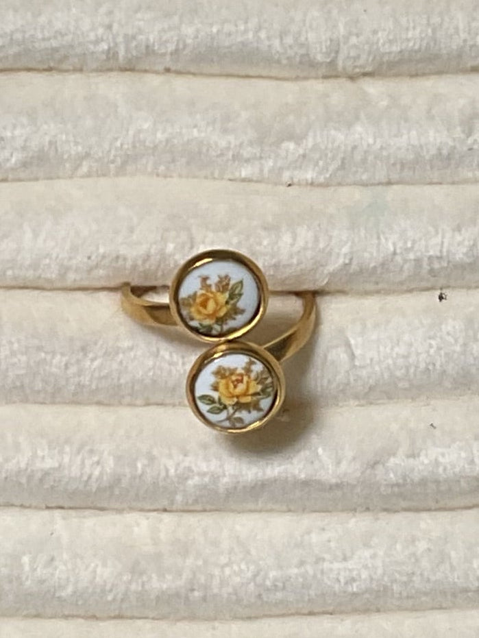 Vintage Yellow Rose Bypass Ring