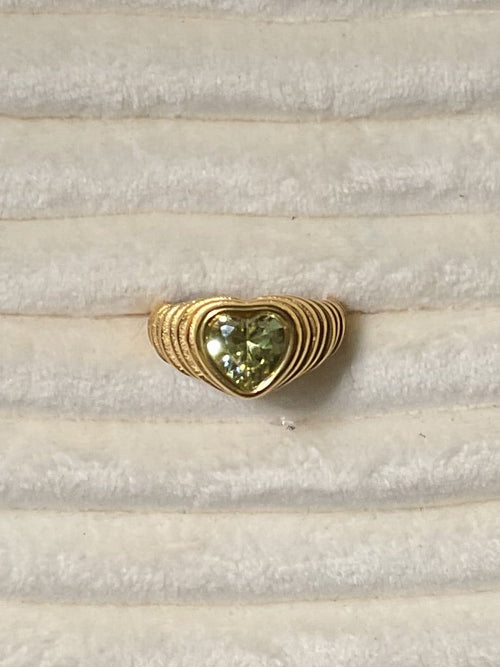 Light Yellow Heart CZ ring size 7