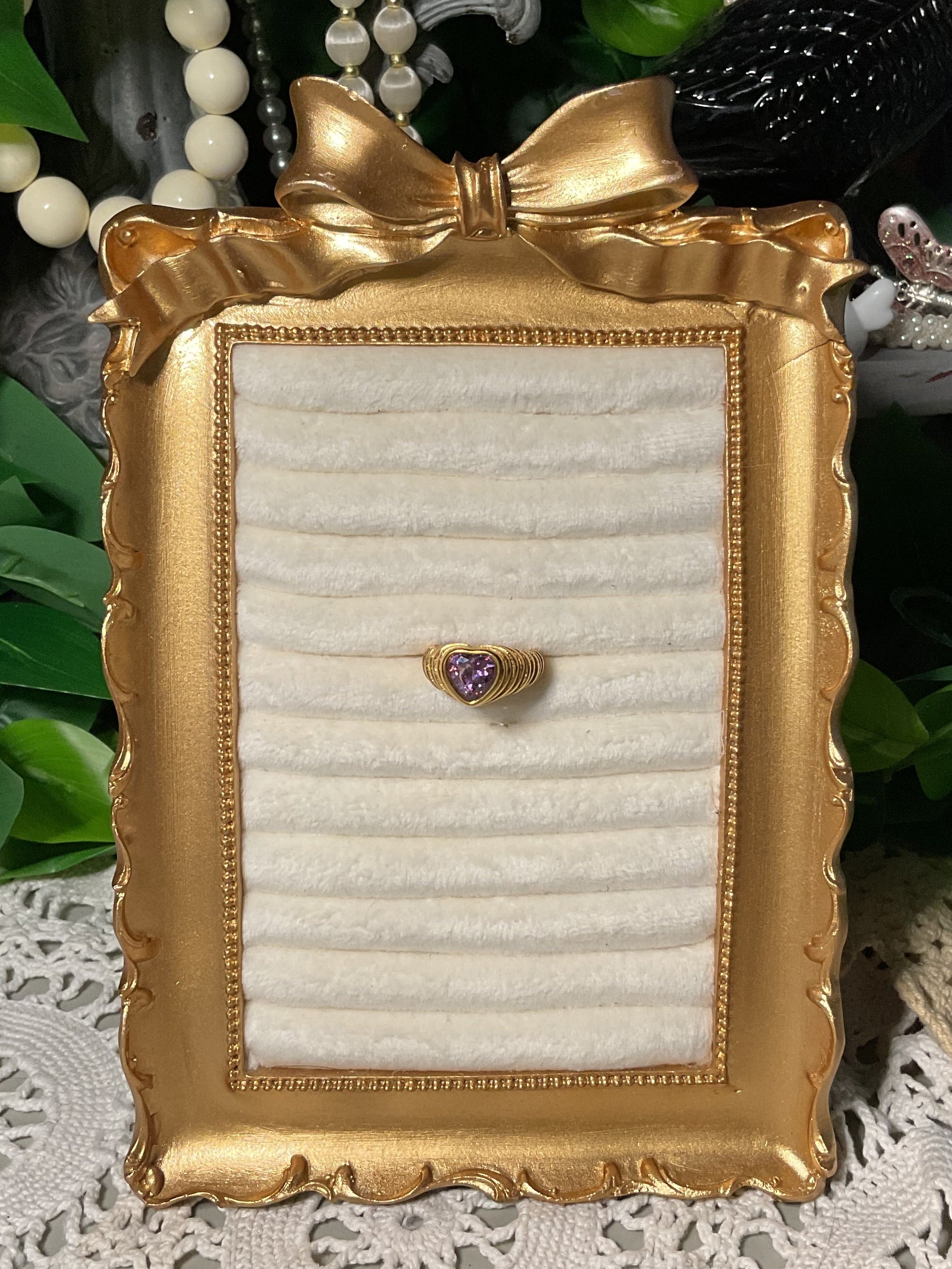 Purple CZ Heart Ring Size 7