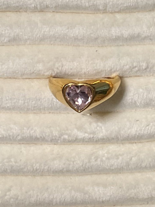 Pink CZ Heart Ring Size 9