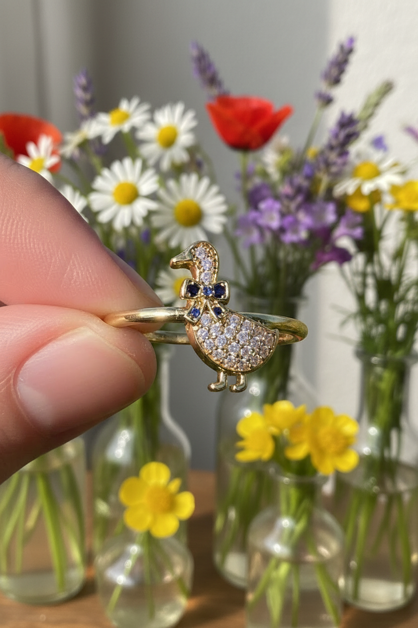 Close-up ring with wildflowers in vases